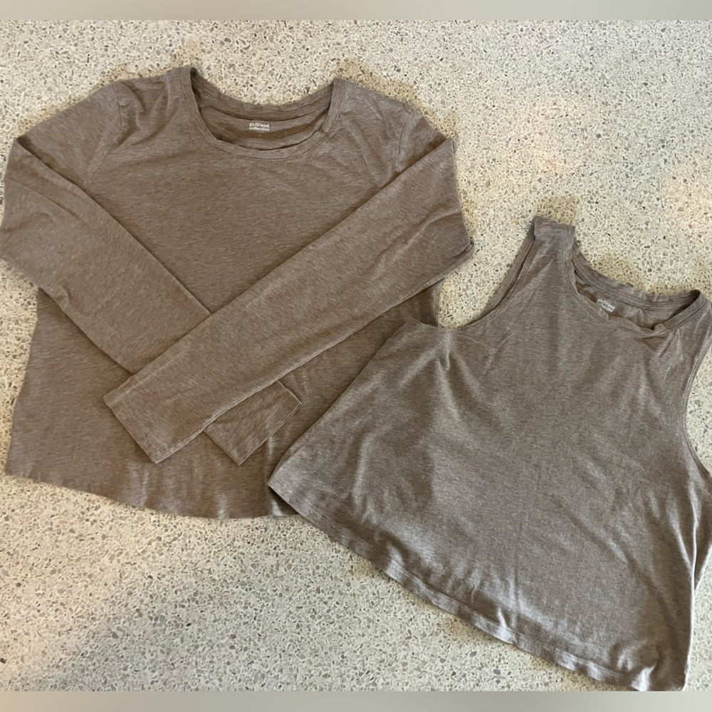 Girlfriend Collective oatmeal heather, size Medium T-Shirt Bundle